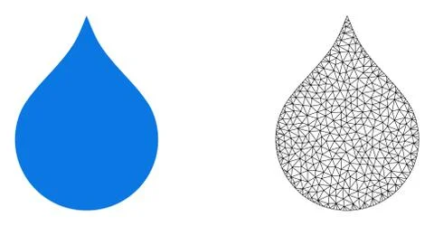 Vector Network Mesh Water Drop and Flat Icon Stock Illustration
