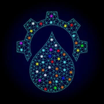 Vector Network Mesh Water Supply Service Gear with Glowing Spots for New Year 库存插图