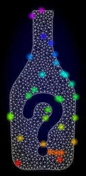 Vector Network Mesh Wine Question with Rainbow Colored Glare Spots Stock Illustration