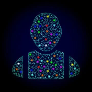 Vector Network Mesh Worker with Glare Spots for New Year Illustrazione stock