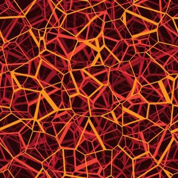 Vector Neural Network Connected Lines Layer Grid Red Orange  Seamless Pattern 스톡 일러스트