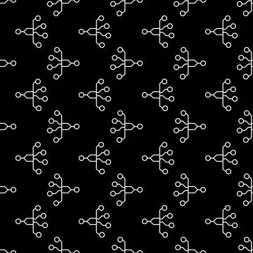 Vector Neural Network Technology outline dark seamless pattern 스톡 일러스트