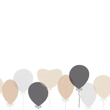 Vector Neutral Colored Balloon Horizontal Seamless Border background. Perfect Illustrazione stock