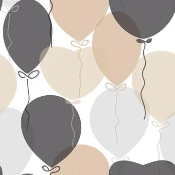 Vector Neutral Colored Balloons on White seamless pattern background. Perfect Stock Illustration