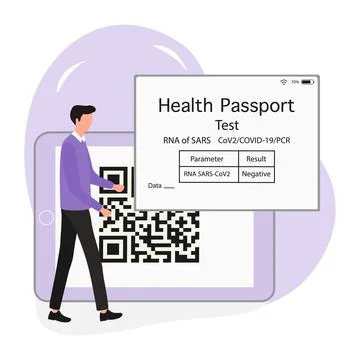Vector New normal QR code Health Passport Immunity Illustrazione stock