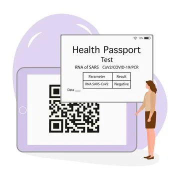 Vector New normal QR code Health Passport Immunity 스톡 일러스트