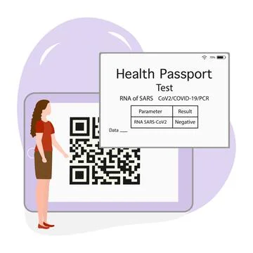 Vector New normal QR code Health Passport Immunity 스톡 일러스트