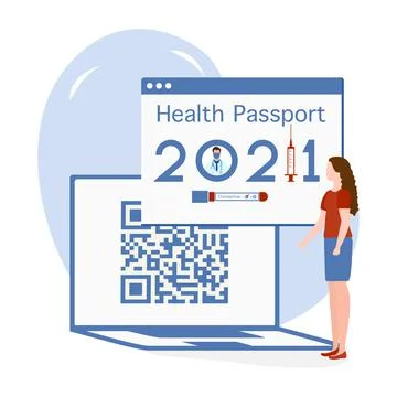Vector New normal QR code Health Passport Immunity Stockillustratie