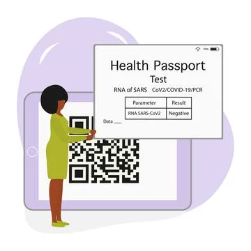 Vector New normal QR code Health Passport Immunity 스톡 일러스트