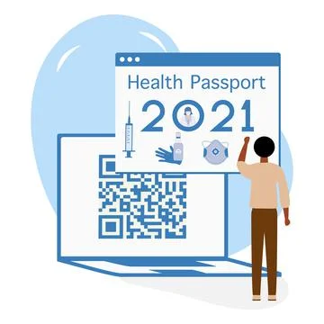 Vector New normal QR code Health Passport Immunity Illustrazione stock
