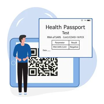 Vector New normal QR code Health Passport Immunity Illustrazione stock
