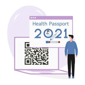 Vector New normal QR code Health Passport Immunity 스톡 일러스트