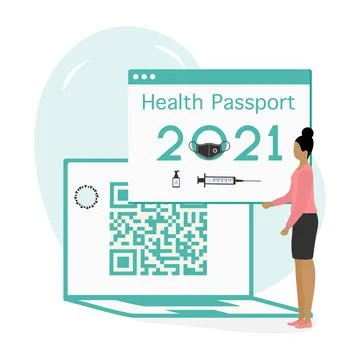 Vector New normal QR code Health Passport Immunity 스톡 일러스트
