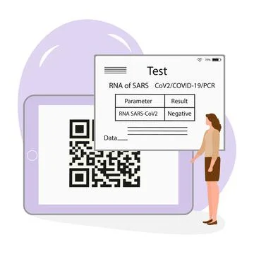 Vector New normal Test COVID-19 Health Immunity QR Stockillustratie