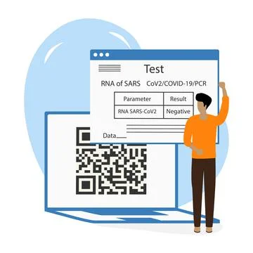 Vector New normal Test COVID-19 Health Immunity QR Stock Illustration