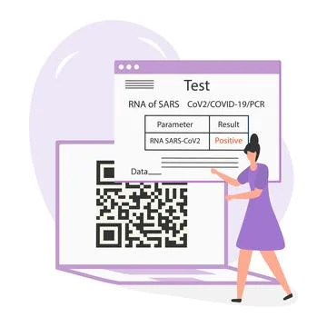 Vector New normal Test COVID-19 Health Immunity QR Stockillustratie