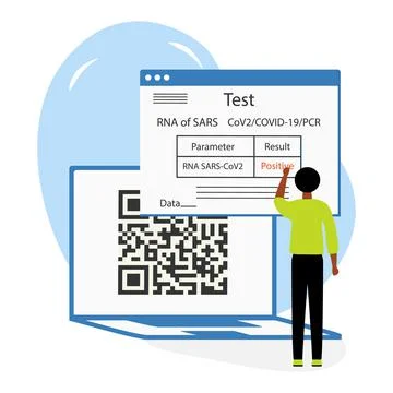 Vector New normal Test COVID-19 Health Immunity QR 库存插图