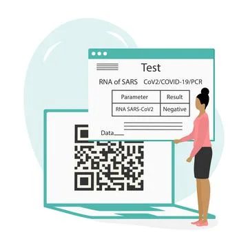 Vector New normal Test COVID-19 Health Immunity QR Stockillustratie