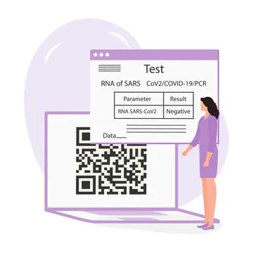 Vector New normal Test COVID-19 Health Immunity QR Stockillustratie