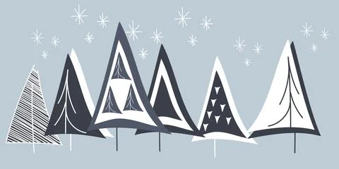Vector. New Year and Christmas background. Perforated Christmas trees Stockillustratie
