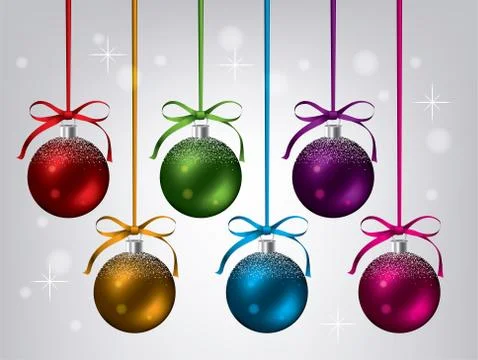 Vector new year background with collection of hanging xmas balls Stock Illustration