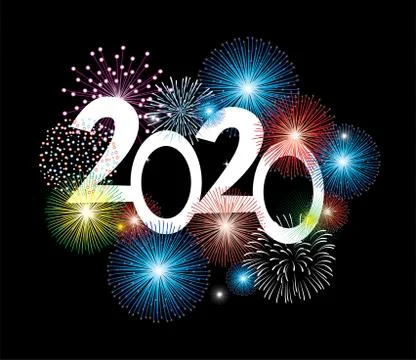 Vector New Year Fireworks Stock Illustration