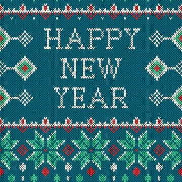 Vector New Year ornament on the knitted texture Stock Illustration