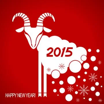Vector new year red card with goat Stock Illustration