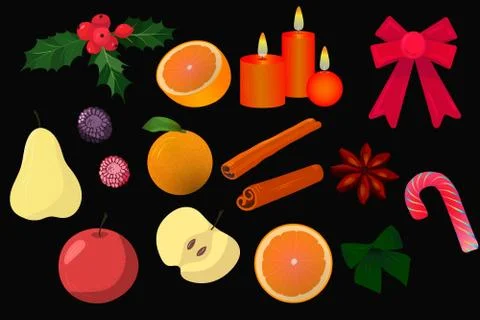 Vector new year set. Merry Christmas Stock Illustration