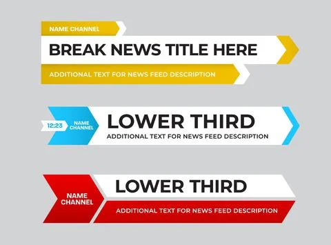 Vector news line with guide arrow, lower third for video, media, text informa Stock Illustration