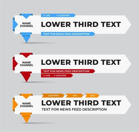 Vector news line, lower third with orange, blue, red paper layer effect on wh Stock Illustration