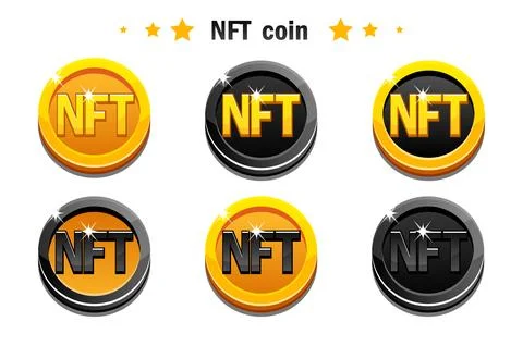 Vector NFT coins. Cryptocurrency, NFT-token Internet currency of the future Illustrazione stock