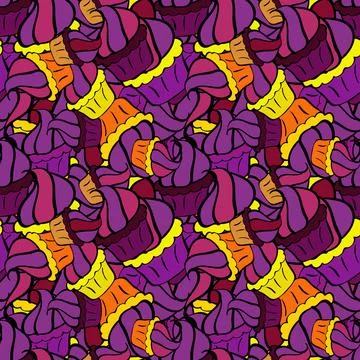 Vector. Nice birthday pattern on violet, black and purple. For food poster desig Stock Illustration