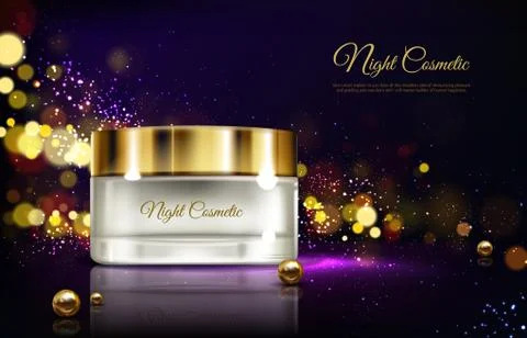 Vector night cream in jar, moisturizing cosmetics Stock Illustration