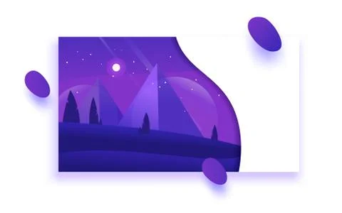 Vector night environment with sky clouds. Moonlight. Stock Illustration