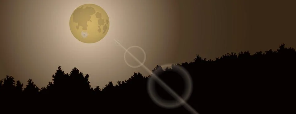 Vector night landscape with moon in flat style Stock Illustration