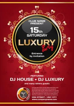 Vector night party invitation on the closed luxury party Stock Illustration