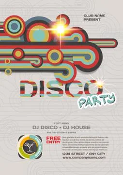 Vector night party invitation disco style. Vector template graph Stock Illustration