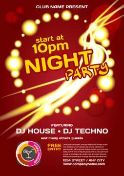 Vector night party invitation space style. Vector template graph Stock Illustration