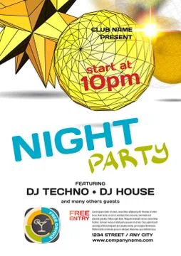 Vector night party invitation space style. Vector template graph Stock Illustration