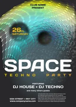 Vector night party invitation space style. Vector template graph Stock Illustration