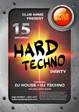 Vector night party invitation techno style. Vector template grap Stock Illustration