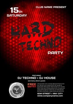 Vector night party invitation techno style. Vector template grap Stock Illustration