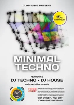 Vector night party invitation techno style. Vector template grap Stock Illustration