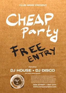 Vector night party invitation. Vector template graphic on cardbo Stock Illustration