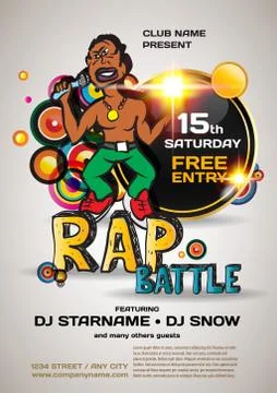Vector night party rap battle invitation. Vector template graphi Stock Illustration