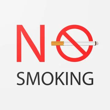 Vector No Smoking Area Sign, Symbol, Label, Web Banner. Realistic 3d Cigarette Stock Illustration