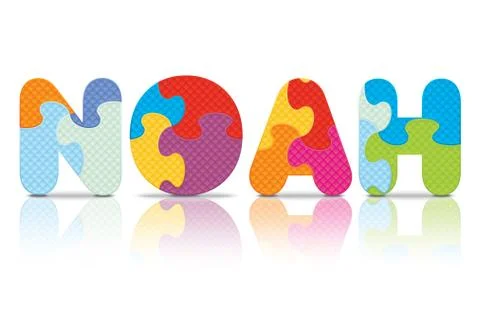 Vector noah written with alphabet puzzle Stock Illustration