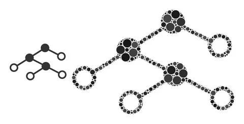 Vector Nodes Structure Mosaic of Small Circles Illustrazione stock