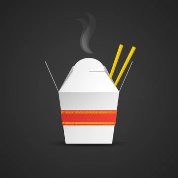 Vector noodle paper box mockup. Illustrazione stock